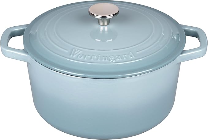 VORRINGARD Enameled Cast Iron Dutch Oven Pot with Lid, for Bread Baking, Round Bread Oven- include Sourdough Bread Baking Supplies Set, 6QT, Sea Salt