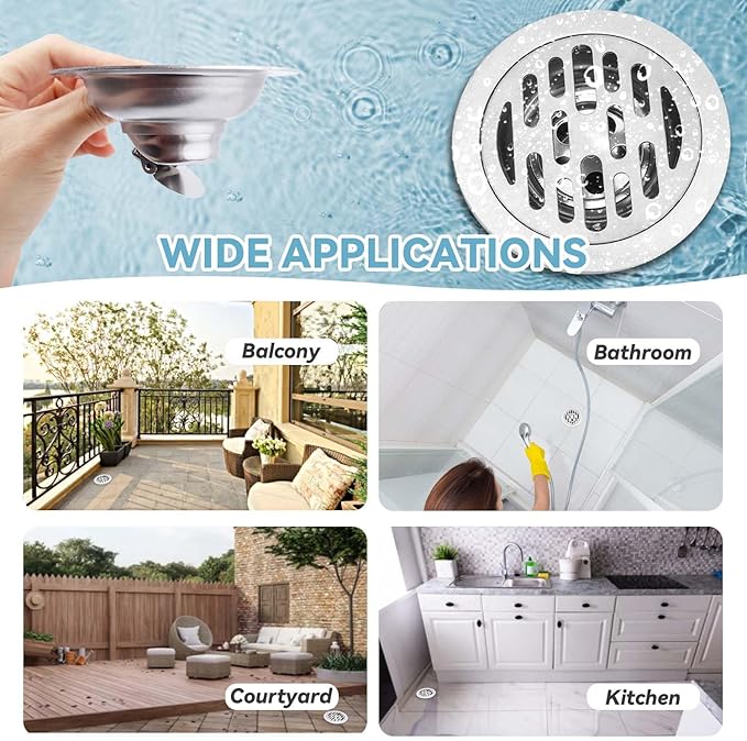 Yakamoz Sewer Odor Proof Floor Drain 4 Inch, Stainless Steel Anti-Odor Floor Drain Core Shower Drain Backflow Preventer Smell Stopper for Bathroom, Kitchen and Basement