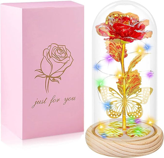 Gifts for Mom Mothers Day Rose Gifts Birthday Gifts for Women, Mom Gifts for Mother Day from Daughter Galaxy Glass Red Butterfly Flowers Rose Gifts for Sister,Grandma,Her,Wife,Anniversary,Wedding