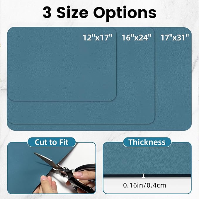 PoYang 24"x16" Coffee Mat Large, Coffee Bar Accessories for Countertop, Absorbent Dish Drying Mat, Anti-Slip and Hide Stain Pad for Espresso Machine, Espresso Maker and Kitchen Counter, Blue