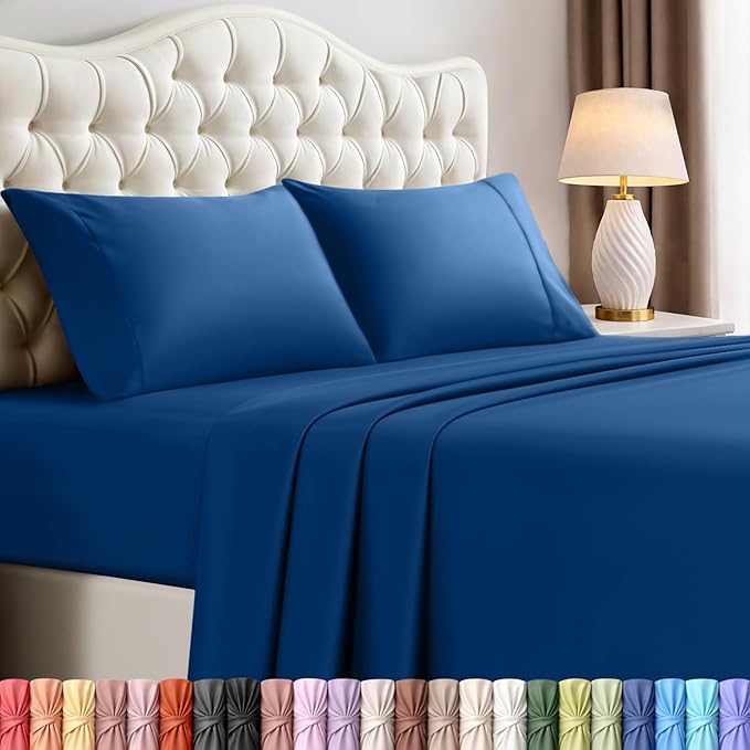 Utopia Bedding King Size Sheet Set – 4 Piece Bed Sheets, Soft and Breathable Microfiber, Includes 1 Fitted Sheet, 1 Flat Sheet and 2 Pillowcases – Oeko Tex (Dusk Blue)
