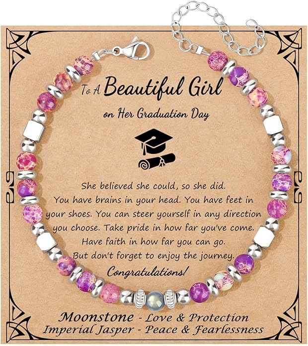JoycuFF 𝗚𝗶𝗳𝘁𝘀 𝗳𝗼𝗿 𝗪𝗼𝗺𝗲𝗻 𝗠𝗼𝗼𝗻𝘀𝘁𝗼𝗻𝗲 𝗕𝗿𝗮𝗰𝗲𝗹𝗲𝘁 Amazonite Colorful Imperial Jasper Stainless Steel Beads Bracelets, Mothers Day Birthday Christmas Valentines Graduation Gifts
