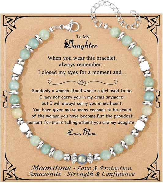 JoycuFF 𝗚𝗶𝗳𝘁𝘀 𝗳𝗼𝗿 𝗪𝗼𝗺𝗲𝗻 𝗠𝗼𝗼𝗻𝘀𝘁𝗼𝗻𝗲 𝗕𝗿𝗮𝗰𝗲𝗹𝗲𝘁 Amazonite Colorful Imperial Jasper Stainless Steel Beads Bracelets, Mothers Day Birthday Christmas Valentines Graduation Gifts