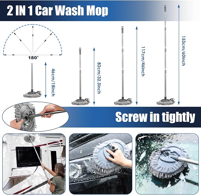 Viewsun 21Pcs Car Cleaning Kit with High Power Handheld Vacuum, Car Wash Mop with Long Handle, Bucket, Detailing Brush Set, Windshield Cleaner, Complete Interior Exterior Washing Supply for Men Women