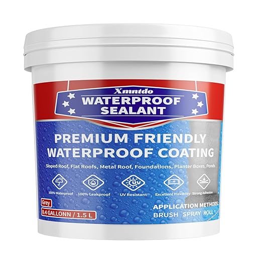 Polyurethane Waterproof Coating, 51 Fl 0z., Light Grey, Polyurethane Sealant for Multi-Surface Leak Repair Roofs, Gutters, Basements, Indoor and Outdoor Waterproofing Sealant Coating