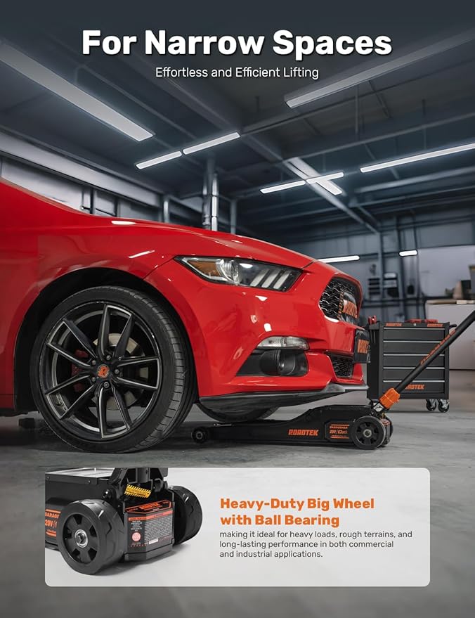 3 Ton Electric Floor Jack, Low Profile Jack for Quickly Car Lift, Hydraulic Service Jack, 6000 lbs Capacity. Lifting Range 3-3/8" to 20"