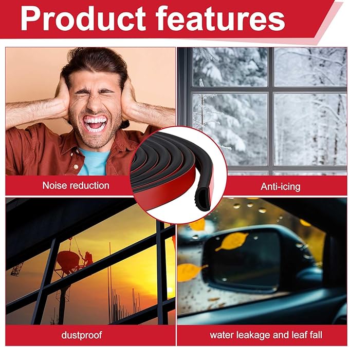 Pangda 20Ft D Shape Rubber Weather Stripping Foam Self-Adhesive EPDM Seal Strip for Noise Reduction Waterproof Dustproof for Cars Boats RVs Windows Doors (0.75" W x 0.425" H)