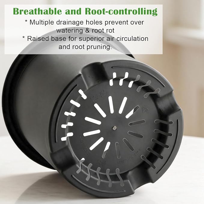 16 inch Deep Large Planters for Outdoor Plants, 4-Pack Plastic Plant Pots with Drainage Holes, Heavy Duty 10 Gallon Garden Planter for Tomato, Vegetables, Flower Growing Deeper -16" Wx15"H, Dark Gray