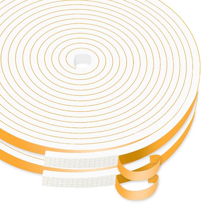 Weather Stripping,Weather Stripping Door Seal Stripping,High Density CR Foam,Door Seal Strip for Door Frame,Window Frame,Sliding Door (White,1/4 in x 1/8 in x 26Ft)