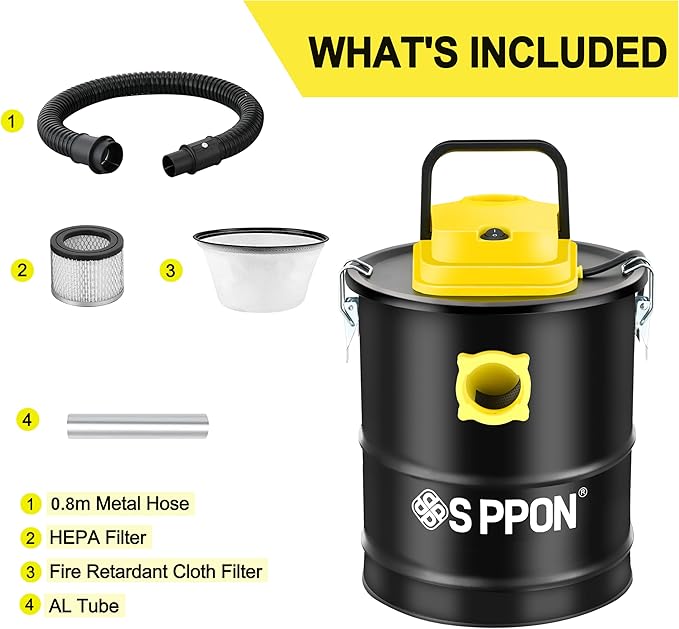 Ash Vacuum Cleaner, Pellet Stove Vacuum Cleaner with Wheeled Base & Blower Function, 800W Powerful Suction 2.6 Gallon All-in-One Ash Vacuum for Fireplaces, Pellet Stoves