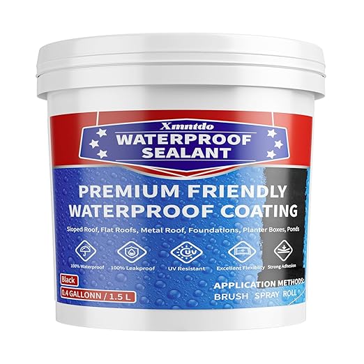 Polyurethane Waterproof Coating, 51 Fl Oz., Roof Sealant Multi-Surface Leak Repair Roofs, Foundations, Basements, Garages, Indoor and Outdoor Water Proof Sealant, Black