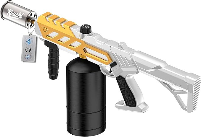 Koackl Powerful Propane Torch, Blow Torch with Adjustable Flame, Flamethrower Kitchen Torch Burner Gas Welding Kits for Grill, BBQ, Searing Steak, Camping & Charcoal Torch Lighter Golden