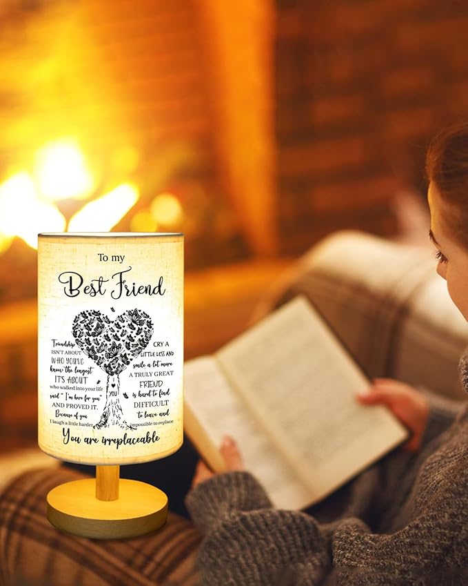 Best Friend Birthday Gifts for Women, to Friend Fabric Table Lamp, Birthday Mothers Day Gifts for Friends, Friendship Gift for Women Bedside Table Lamp Gifts for Bestie BFF
