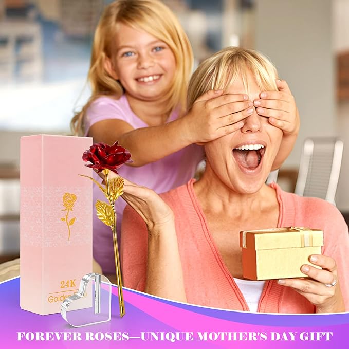 Mothers Day Mom Gifts for Women Grandma, Artificial Forever Birthday Flowers Galaxy Glass Eternal Roses with Heart Shaped Crystal Vase, Mother's Day Anniversary Wedding Rose Gifts for Wife Sister