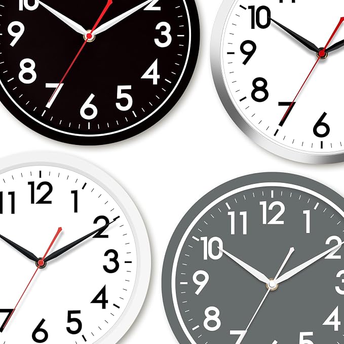 AKCISOT 12 Inch Wall Clock, Battery Operated Analog Clock, Silent Non-Ticking, Ideal for Bedroom, Bathroom, Kitchen, Office and School, Black