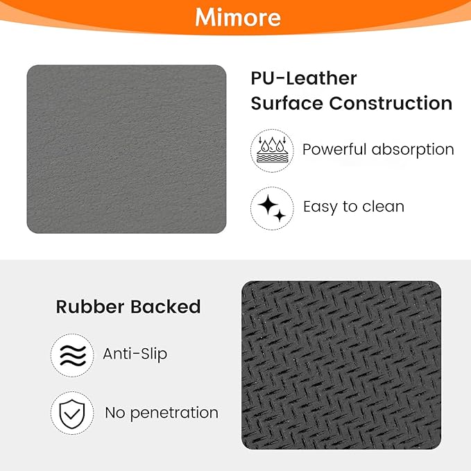 Mimore Coffee Mat - 16x24 Inch Coffee Bar Mat for Countertop - Absorbent, Hides Stains, Rubber Backed - CoffeeBar Accessories Dish Drying Mat Fit Under CoffeeMaker Espresso Machine