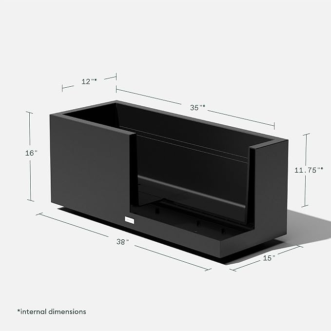 Veradek Block Series Long Box Planter + Arrow Privacy Screen Set, Black – Large Rectangular Outdoor Planter with Drainage & Modern Privacy Divider Panel for Patio, Deck, Balcony or Garden