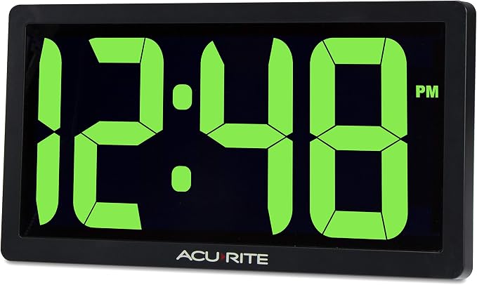 AcuRite 75112M 10-inch LED Digital Clock with Auto Dimming Brightness Green (Pack of 8)