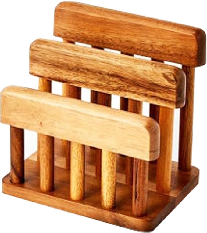 LENITH Acacia Wood Cutting Board Holder – Dual Slot, Smooth Solid Wood, Elegant Kitchen Organizer_1ea