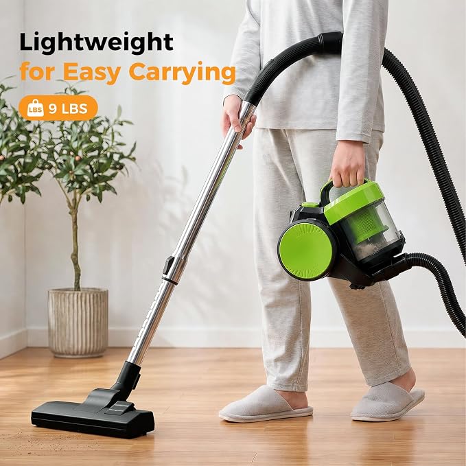NEWBULIG Canister Vacuum Cleaners for Home, Strong Suction Bagless Vacuum Cleaner, 850W 16Kpa for Hard Floor and Carpet, Retractable Cord,1.8L Large Dust Cup