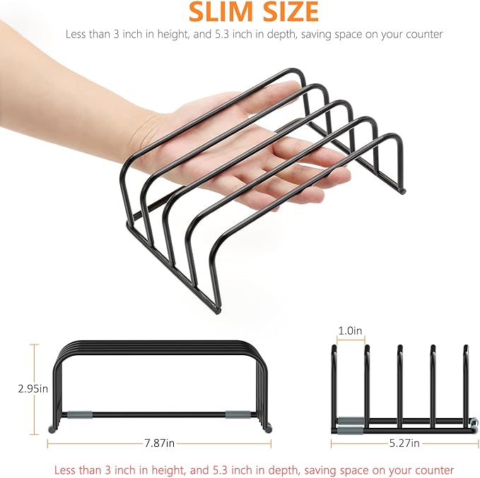 KORRTFID Cutting Board Storage Rack, Compact Cutting Board Organizer, Chopping Board Storage Stand Rack, Bakeware & Cookie Pan Sheets Organizer (2PCS 1.0 Inch)