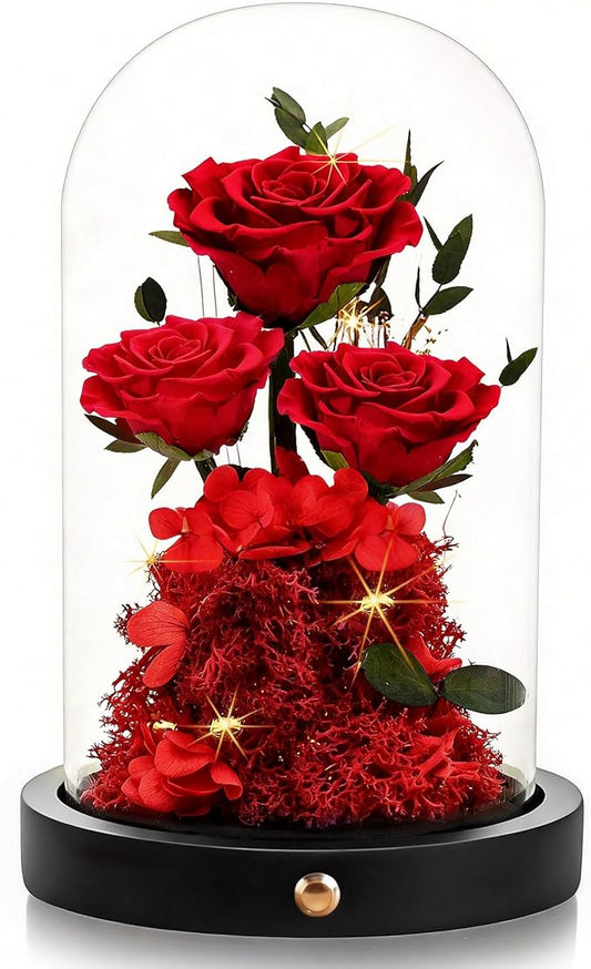Agrul Mothers Day Flowers Roses Gifts for Mom,Forever Preserved Flower Rose in Glass Dome Fresh Flowers for Delivery Mothers Day Roses Gifts for Wife Women Mom Grandma from Daughter/Red Rose