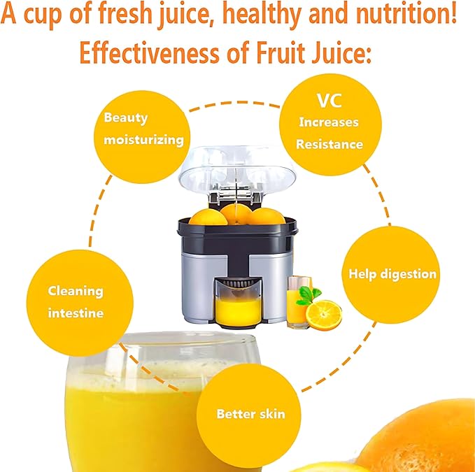 Twin Citrus Juice Maker, 500Ml Dual-head Electric Juicer with Built-In Slicer, Removable Cone Attacents and Strainer