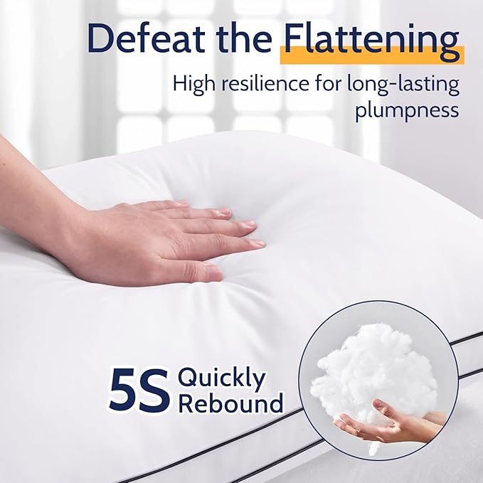 ROUMEA Pillows King Size Set of 2, Bed Pillows for Sleeping 2 Pack, Luxury Hotel Quality, Supportive King Pillows with Soft Down Alternative for Back Stomach Side Sleepers,Machine Washable
