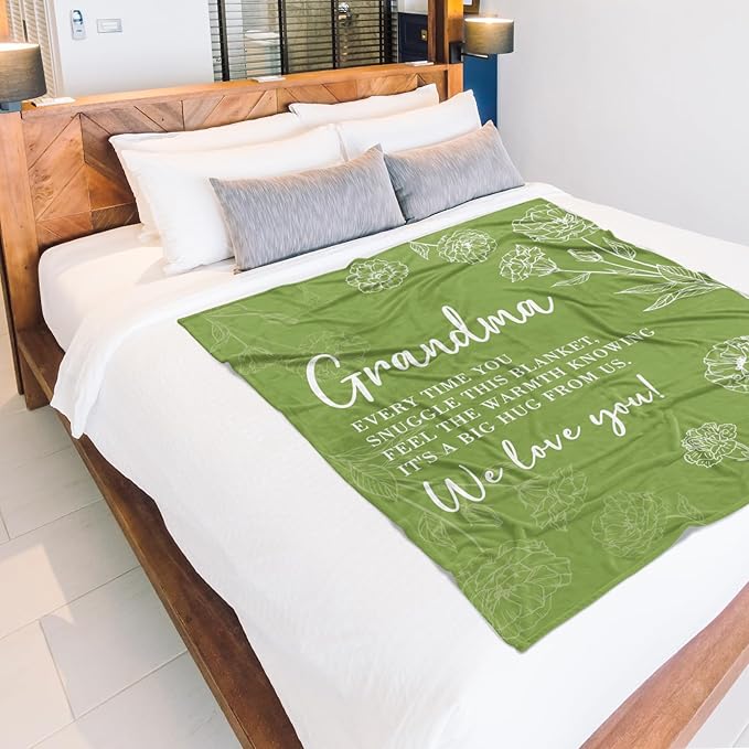 Mothers Day Grandma Gifts, Birthday Gifts for Grandma from Grandkids, to My Grandmother Soft Throw Blanket 50" x 60", Grass Green