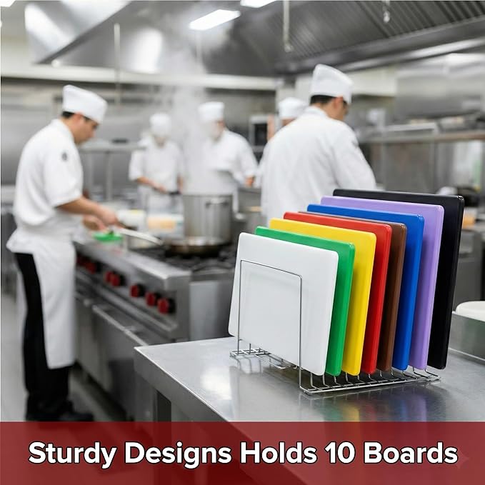 Thirteen Chefs Stainless Steel Cutting Board Rack - Ten 1" Slots fits Baking Sheets, Pans and Lids - Commercial Grade Organizer and NSF Stamped for Restaurants and Kitchens