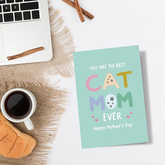 Spercy Funny Mothers Day Card for Cat Mom, Humorous Mothers Day Card for Cat Lovers, You Are the Best Cat Mom Ever