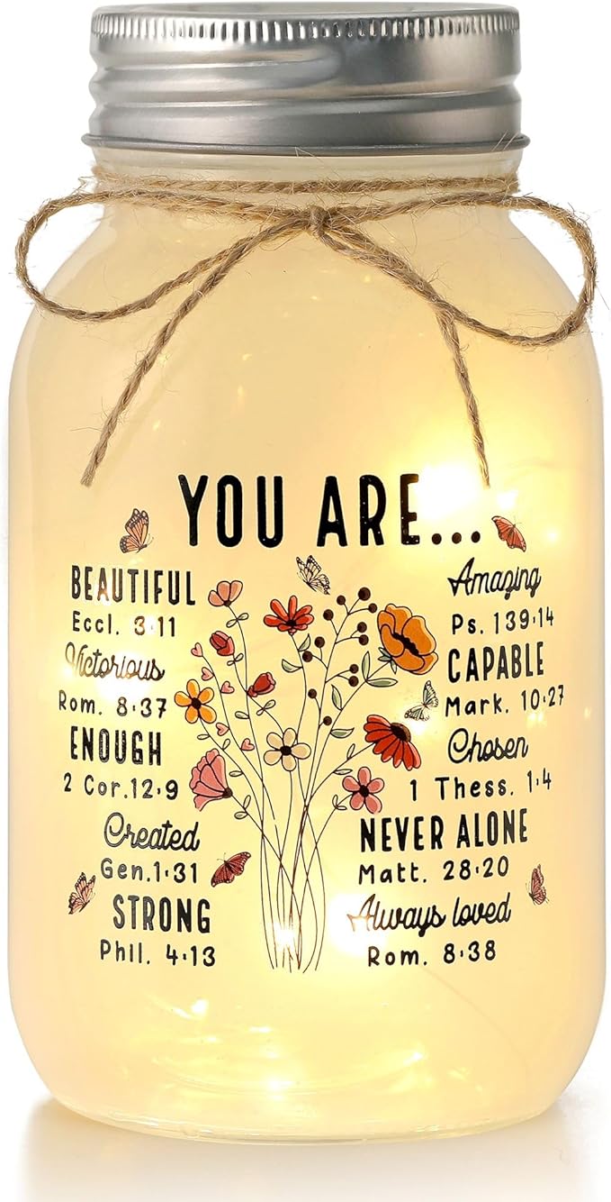 Maracco Inspiring Birthday Gifts for Women – Large Mason Jar Night Lights with You are, Inspirational Gift for Best Friend, Bestie, Girlfriend, or Yourself, Christian Religious Gifts for Women
