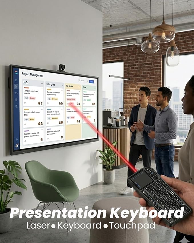 Mini Keyboard with touchpad, mini Bluetooth Keyboard, 2.4G Ultra-Thin Handheld Wireless Portable Keyboard, Suitable for PCs/Tablets/TVs/Smartphones, Ideal for Travel