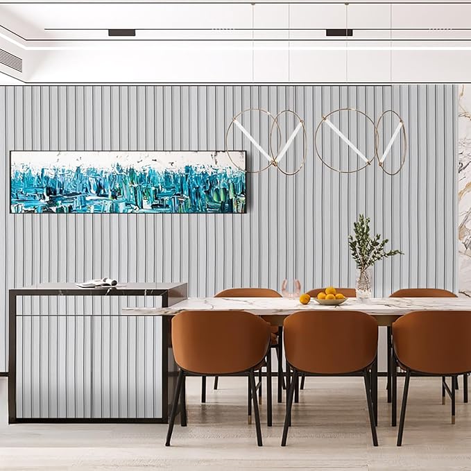 White Wood Slat Wallpaper - Peel & Stick Self-Adhesive (23.6" x 200" Large Roll), Wood Effect Contact Paper for Walls, Removable DIY Wall Covering for Bedroom, Living Room & Accent Walls