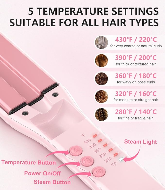 Steam Hair Straightener, 4-in-1 Steam Infared Straightener and Curler for Women, 1.5-inch Steam Flat Iron Hair Straightener for Long Thick Hair, Nourish & Smooth, Reduce Damage, Dual Voltage