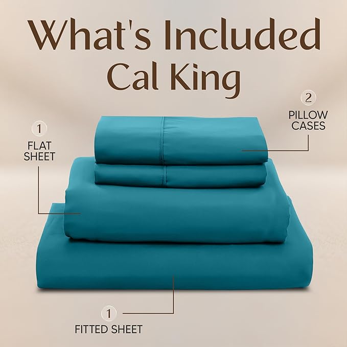 Utopia Bedding California King Size Sheet Set – 4 Piece Bed Sheets, Soft and Breathable Microfiber, Includes 1 Fitted Sheet, 1 Flat Sheet and 2 Pillowcases – Oeko Tex (Denim Blue)