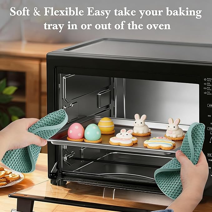 4 Pack Silicone Trivets for Hot Dishes, Dark Green Silicone Hot Pads Trivet for Hot Pots and Pans, 4 PCS Heat Resistant Silicone Mats Pot Holders for Kitchen Counter, Large Coasters & Jar Opener