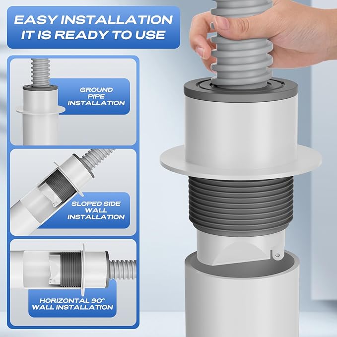 Washing Machine Drain Hose Seal, Anti-Odor Washer Drain Plug, Sewer Pipe Seal Ring & Shower Floor Drain Cover,Durable and Easy to Install,(Fits 45-50mm (1.75''-2.0'') I.D.