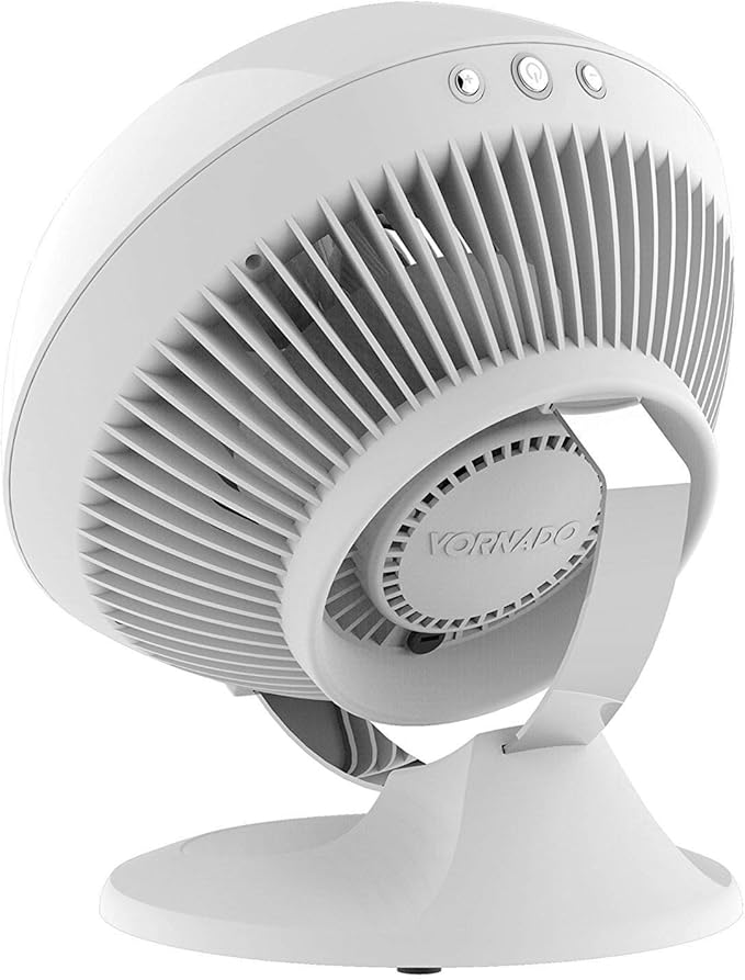 Vornado 560 Medium Air Circulator Floor Fan, 4-Speed, Quiet Fan for Bedroom, Office, Dorm Room, with Chrome Glide Bar Adjustable Tilt, Electric Cooling Fan, White