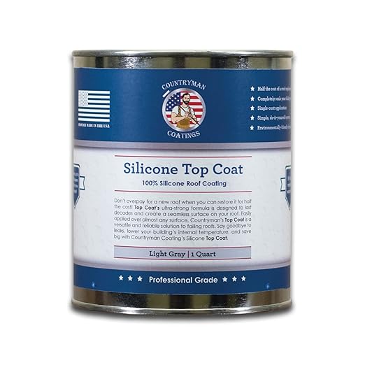 100% Silicone Roof Coating for RVs, Campers & Flat Roofs - Waterproof Seal for Leaks, Cracks & Seams - Ponding Water Resistant - Quart Light Gray