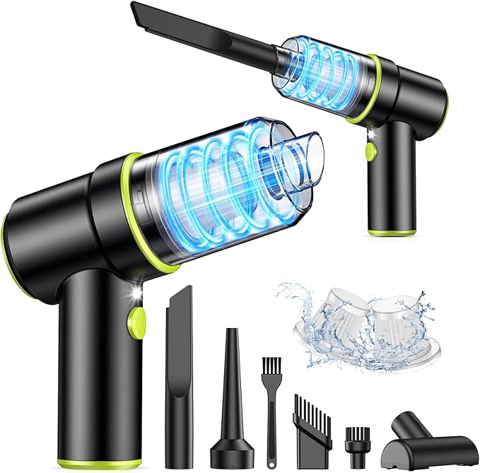 KMM Handheld Car Vacuum Cleaner, 9000PA Vacuum & Air Duster | 120W High Power, Portable Cordless, Rechargeable, Multi-Nozzles & LED Light for Home, Car, Office
