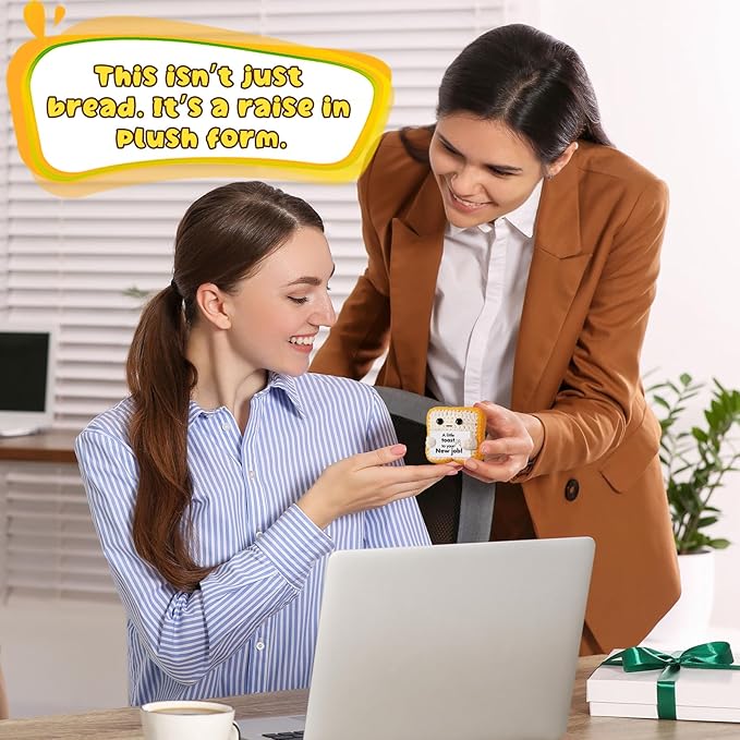 Crochet Toast Promotion Gifts – Handmade Congratulations Plush - Funny Career Change New Title Gift for Coworker, Friend, Son, Daughter, Boss, Manager, Employee – Small Office Decor for Desk