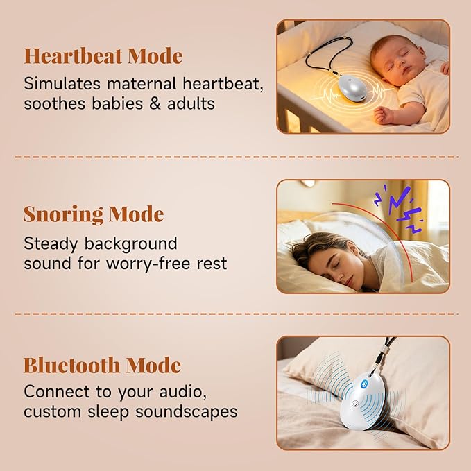 Portable White Noise Machine & Sound Relaxation Device: Vagus Nerve Support with Vibrations for Sleep & Daily Stress Relief for Kids, Adults - Sensory Calming Device for Bedroom, Office