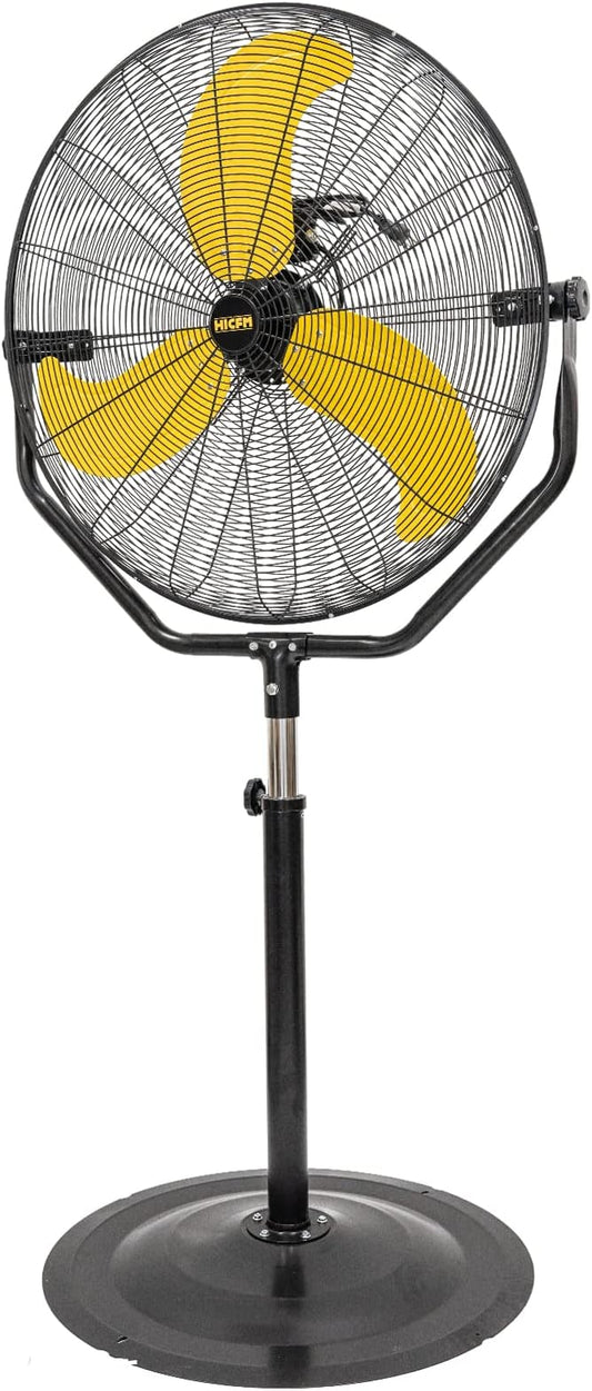 HiCFM 30 inch Tilting Pedestal Fan, 3-Speed 7600 CFM High Velocity Stand Up Fan with 1/3 Powerful Motor for Commercial Industrial Warehouse Gym Garage - UL Safety Listed