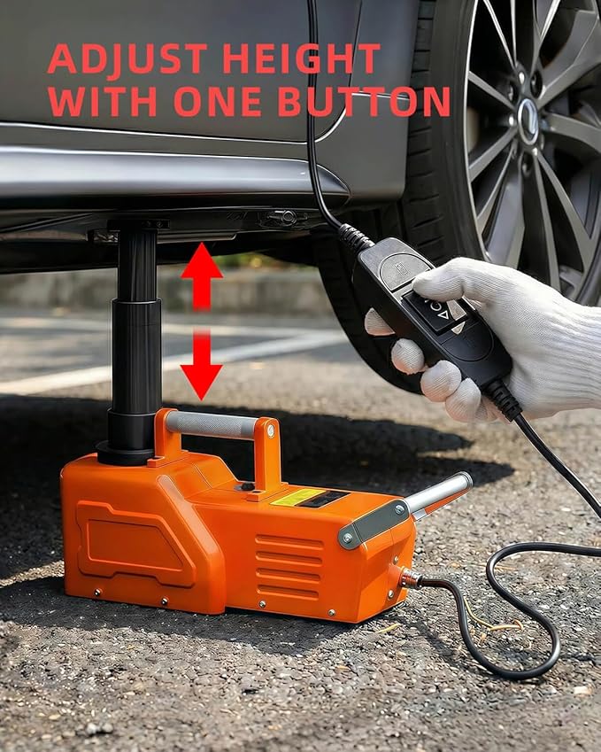 Electric Car Jack 15 Ton, 12V Heavy-Duty Hydraulic Jack with LED Light, Electric Floor Jack for Truck SUV RV Van, Lifting Range 7.9–20.5 Inches