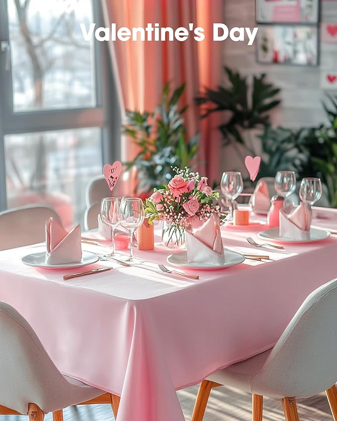 Pureegg Plastic Table Cloth Disposable 20 Pack, 54 x 108 Inch Table Cloths, Easter Party, Valentines, Mothers Day Decorations, Tablecloths, Rectangle, Pastel Plastic Cover, Leakproof & Sturdy, Pink