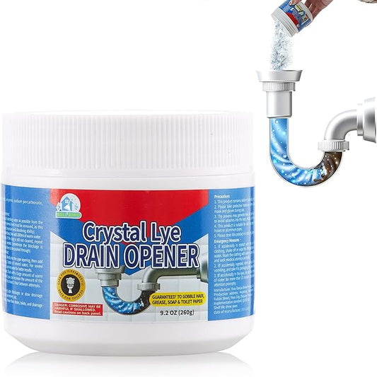 BELL BIRD Drain Opener, 9.2oz Crystal Lye Sodium Hydroxide, Clog Remover for Sinks, Drains, Showers & Bathtubs, Heavy Duty Pipe Cleaner (1 PCS)