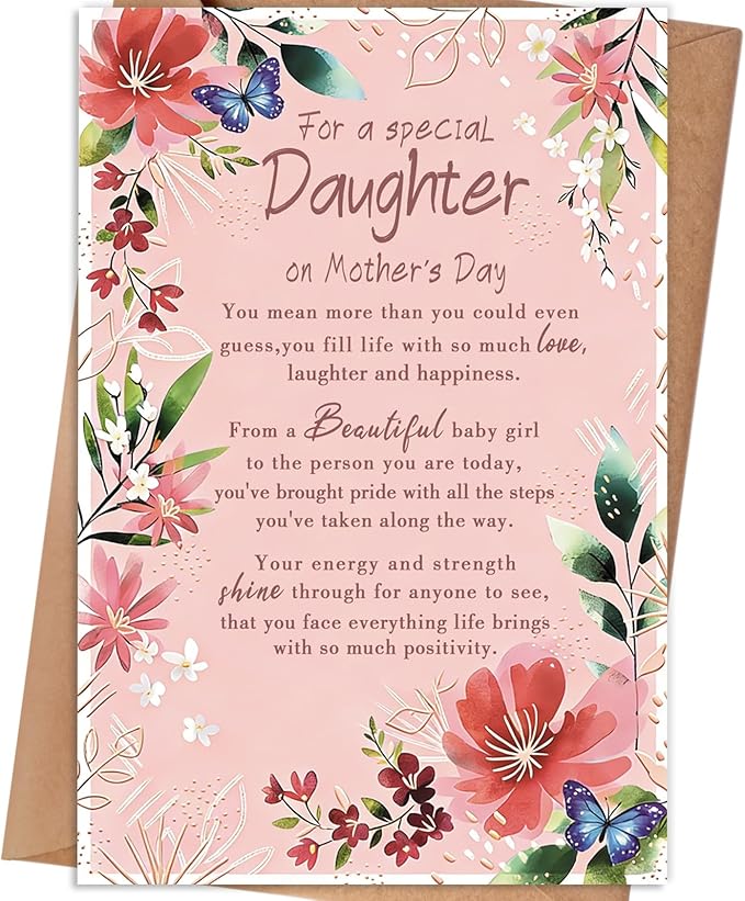 Happy Mothers Day Card Gifts for Daughter, Daughter Mother's Day Card, Mothers Day Gift to My Daughters from Mom