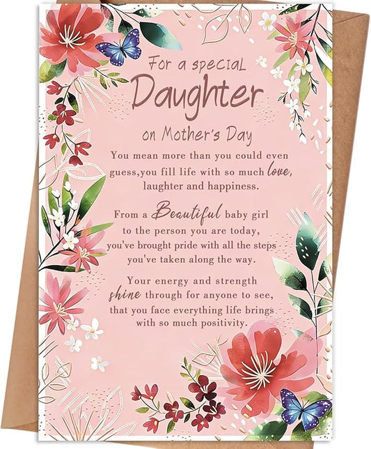 Happy Mothers Day Card Gifts for Daughter, Daughter Mother's Day Card, Mothers Day Gift to My Daughters from Mom