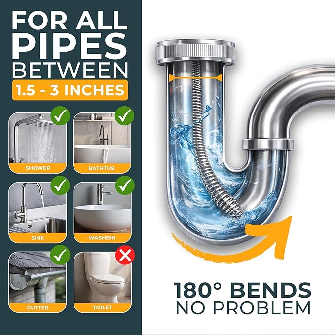 MEISTERFAKTUR drain snake - Auto Feed - Ideal plumbing snake for sink and drain unblocking - Solid drain auger for real DYIs! (50FT)
